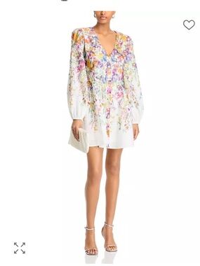 Aqua floral print mini dress